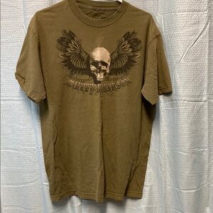 Harley-Davidson size‎ Large Men's Olive army green Skull Wing El Paso Texas